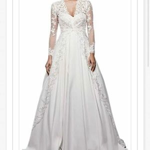 Long Tulle Jacket with Floral Lace Applique